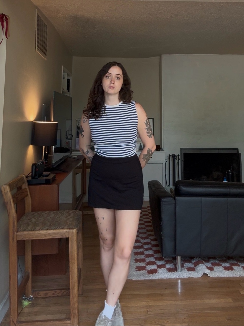 Zara Striped High Neck Crop Top